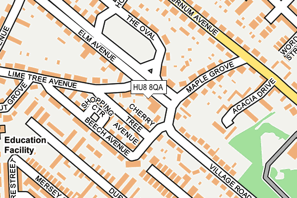 HU8 8QA map - OS OpenMap – Local (Ordnance Survey)