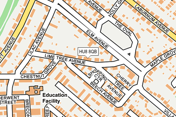 HU8 8QB map - OS OpenMap – Local (Ordnance Survey)