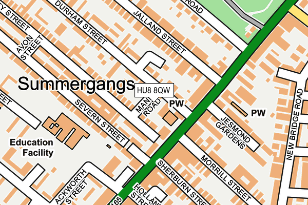 HU8 8QW map - OS OpenMap – Local (Ordnance Survey)