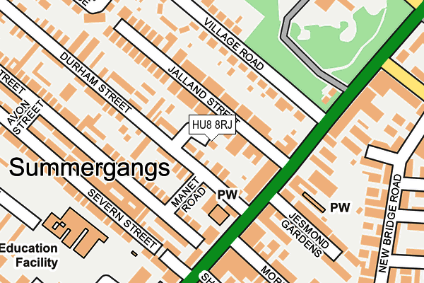 HU8 8RJ map - OS OpenMap – Local (Ordnance Survey)