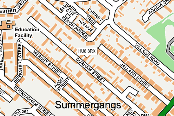 HU8 8RX map - OS OpenMap – Local (Ordnance Survey)