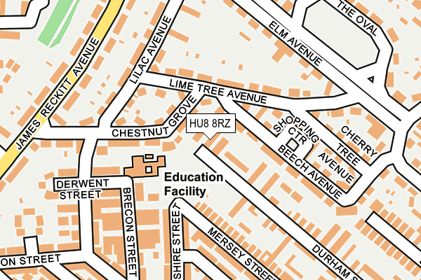 HU8 8RZ map - OS OpenMap – Local (Ordnance Survey)