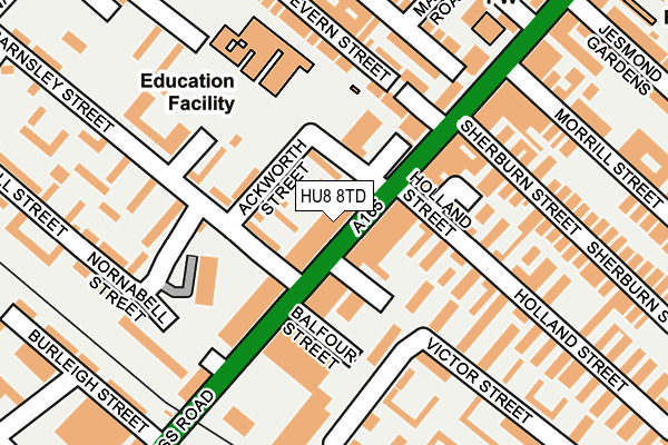 HU8 8TD map - OS OpenMap – Local (Ordnance Survey)