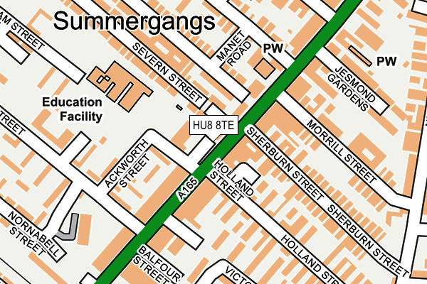 HU8 8TE map - OS OpenMap – Local (Ordnance Survey)