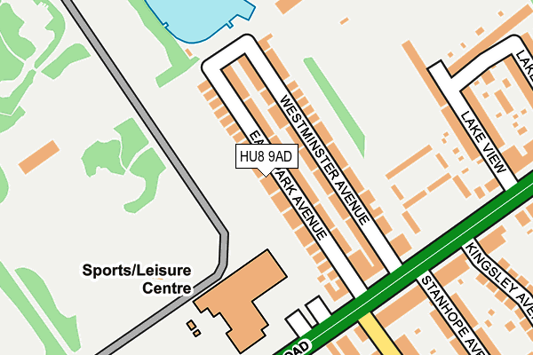 HU8 9AD map - OS OpenMap – Local (Ordnance Survey)