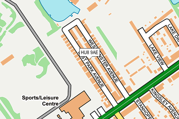 HU8 9AE map - OS OpenMap – Local (Ordnance Survey)