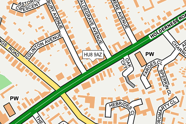 HU8 9AZ map - OS OpenMap – Local (Ordnance Survey)