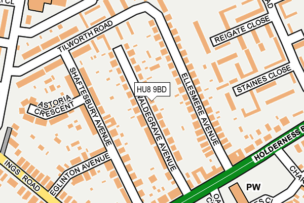 HU8 9BD map - OS OpenMap – Local (Ordnance Survey)