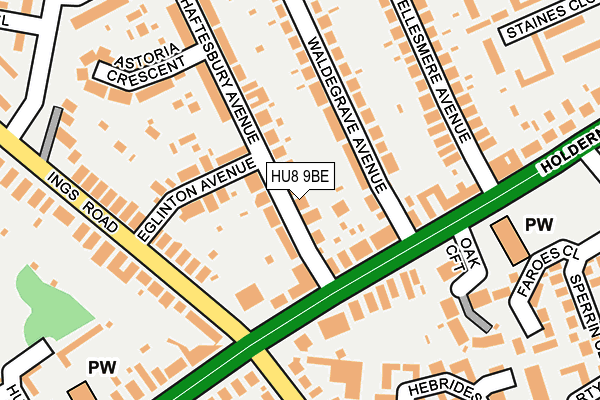 HU8 9BE map - OS OpenMap – Local (Ordnance Survey)