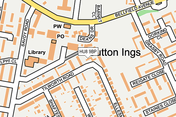 HU8 9BP map - OS OpenMap – Local (Ordnance Survey)