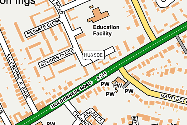 HU8 9DE map - OS OpenMap – Local (Ordnance Survey)