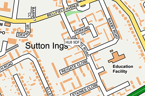 HU8 9DF map - OS OpenMap – Local (Ordnance Survey)