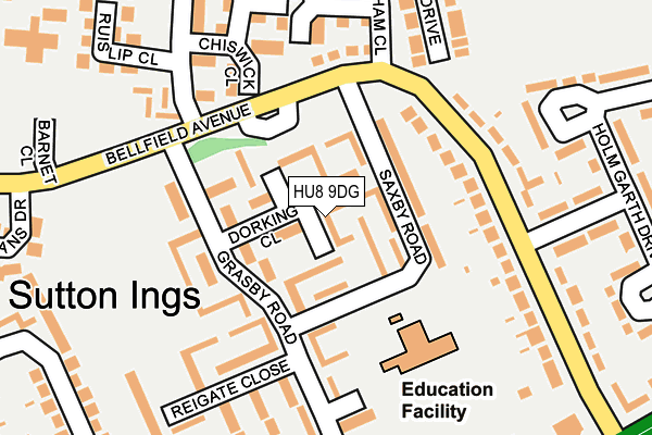 HU8 9DG map - OS OpenMap – Local (Ordnance Survey)