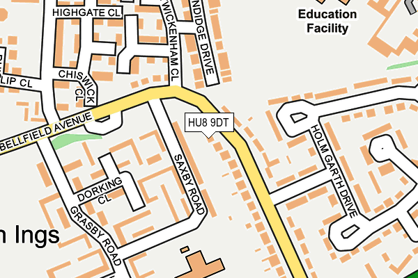 HU8 9DT map - OS OpenMap – Local (Ordnance Survey)