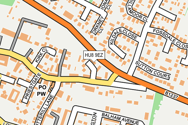 HU8 9EZ map - OS OpenMap – Local (Ordnance Survey)
