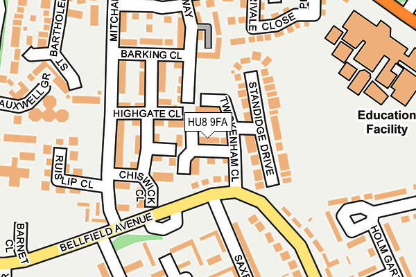 HU8 9FA map - OS OpenMap – Local (Ordnance Survey)