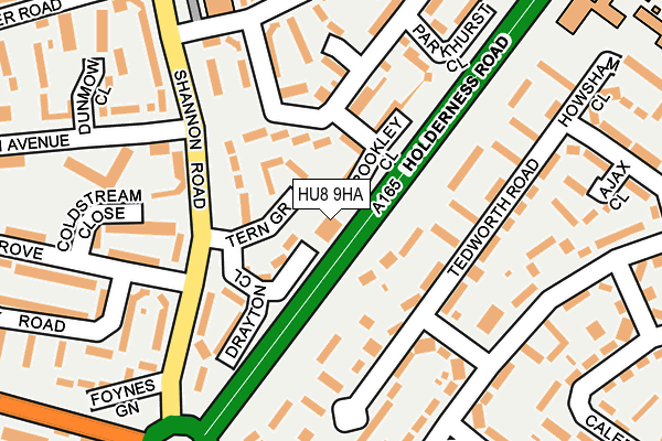 HU8 9HA map - OS OpenMap – Local (Ordnance Survey)