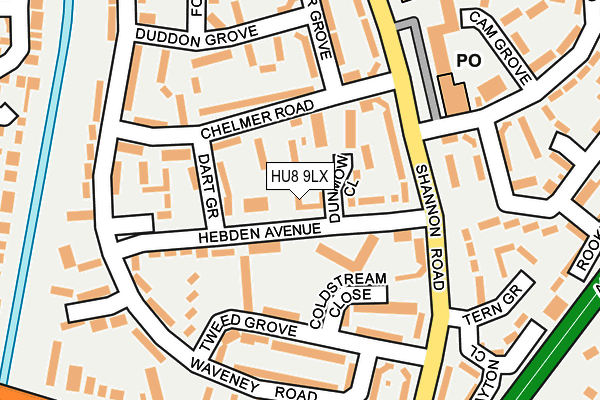 HU8 9LX map - OS OpenMap – Local (Ordnance Survey)