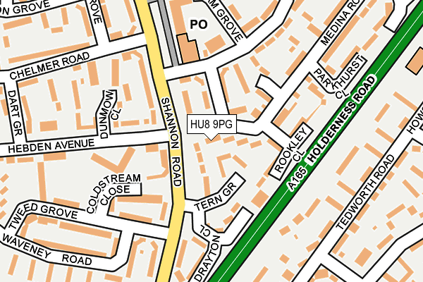 HU8 9PG map - OS OpenMap – Local (Ordnance Survey)