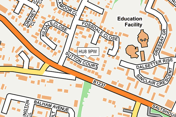 HU8 9PW map - OS OpenMap – Local (Ordnance Survey)