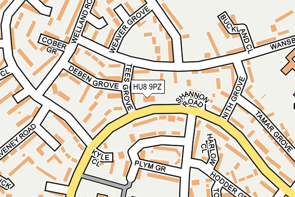 HU8 9PZ map - OS OpenMap – Local (Ordnance Survey)
