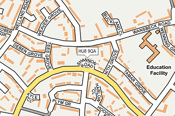 HU8 9QA map - OS OpenMap – Local (Ordnance Survey)