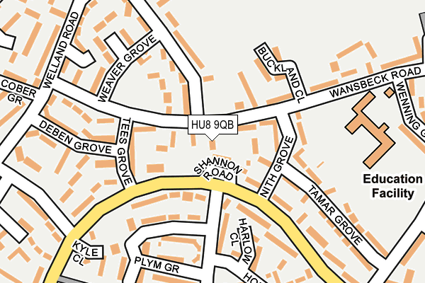 HU8 9QB map - OS OpenMap – Local (Ordnance Survey)