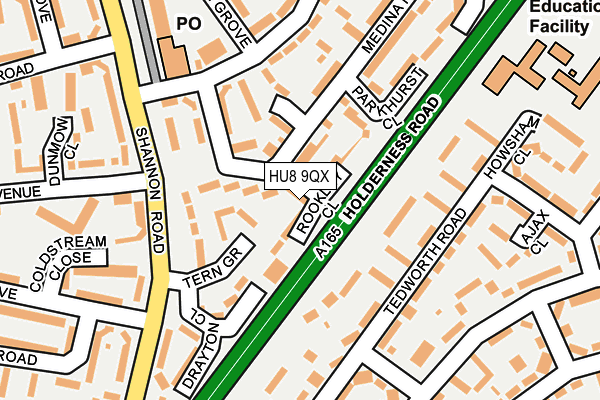 HU8 9QX map - OS OpenMap – Local (Ordnance Survey)