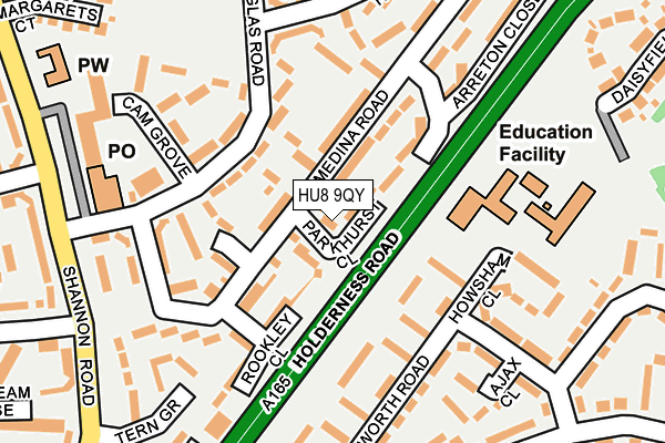 HU8 9QY map - OS OpenMap – Local (Ordnance Survey)