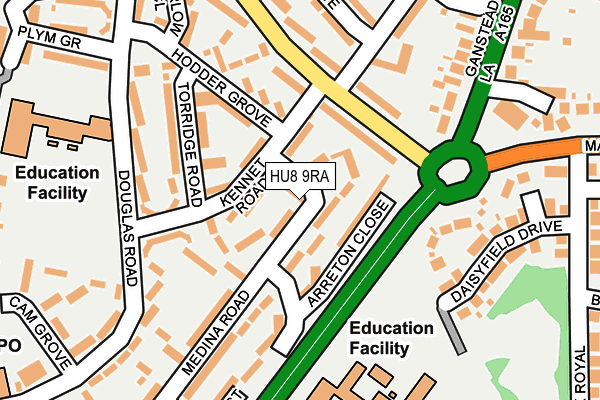 HU8 9RA map - OS OpenMap – Local (Ordnance Survey)