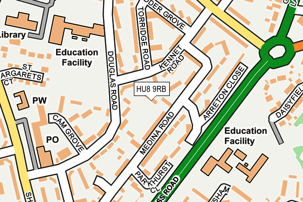 HU8 9RB map - OS OpenMap – Local (Ordnance Survey)