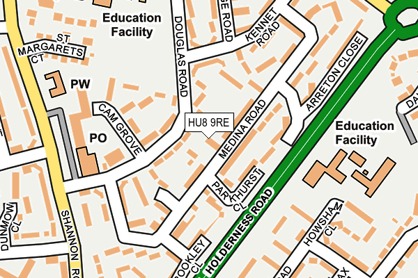 HU8 9RE map - OS OpenMap – Local (Ordnance Survey)
