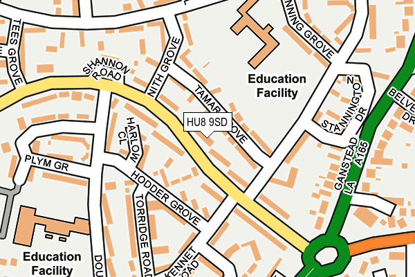 HU8 9SD map - OS OpenMap – Local (Ordnance Survey)