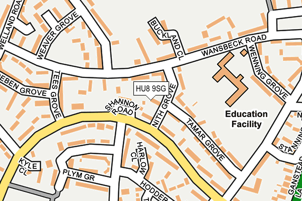 HU8 9SG map - OS OpenMap – Local (Ordnance Survey)