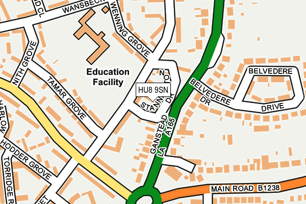 HU8 9SN map - OS OpenMap – Local (Ordnance Survey)