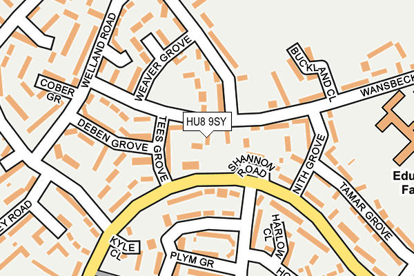 HU8 9SY map - OS OpenMap – Local (Ordnance Survey)