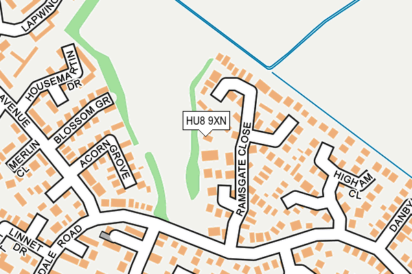 HU8 9XN map - OS OpenMap – Local (Ordnance Survey)