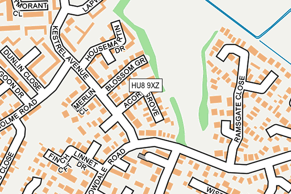 HU8 9XZ map - OS OpenMap – Local (Ordnance Survey)