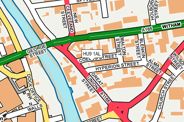 HU9 1AL map - OS OpenMap – Local (Ordnance Survey)