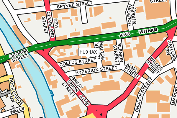HU9 1AX map - OS OpenMap – Local (Ordnance Survey)