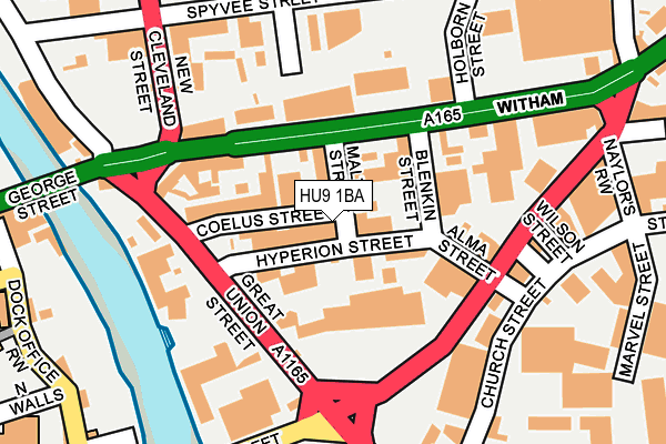 HU9 1BA map - OS OpenMap – Local (Ordnance Survey)