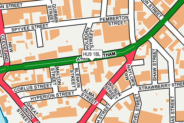 HU9 1BL map - OS OpenMap – Local (Ordnance Survey)