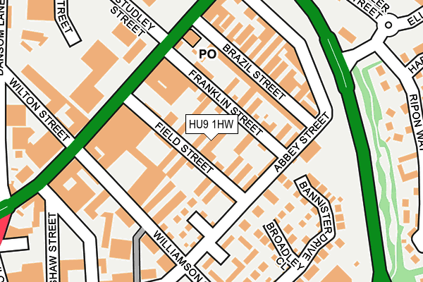 HU9 1HW map - OS OpenMap – Local (Ordnance Survey)