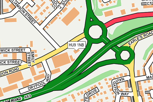 HU9 1NB map - OS OpenMap – Local (Ordnance Survey)