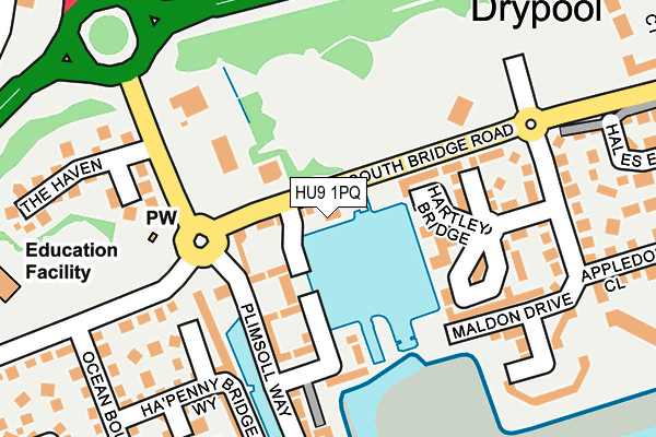 HU9 1PQ map - OS OpenMap – Local (Ordnance Survey)