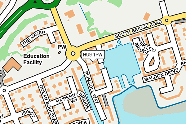 HU9 1PW map - OS OpenMap – Local (Ordnance Survey)