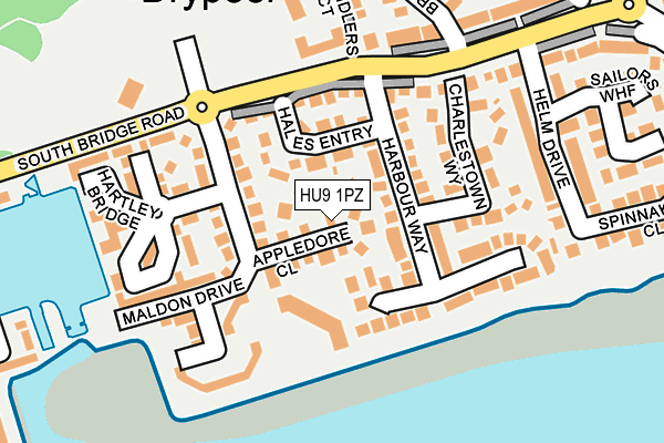 HU9 1PZ map - OS OpenMap – Local (Ordnance Survey)