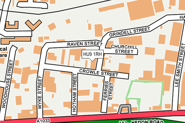 HU9 1RH map - OS OpenMap – Local (Ordnance Survey)