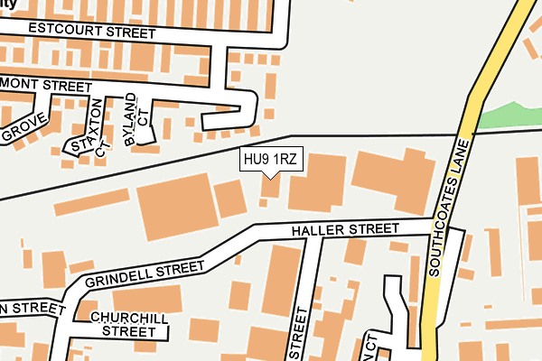 HU9 1RZ map - OS OpenMap – Local (Ordnance Survey)