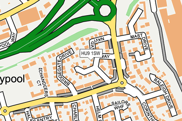 HU9 1SW map - OS OpenMap – Local (Ordnance Survey)